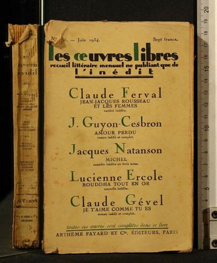 Les Oeuvres Libres L'Inedit N. 156 Giugno 1934 - copertina