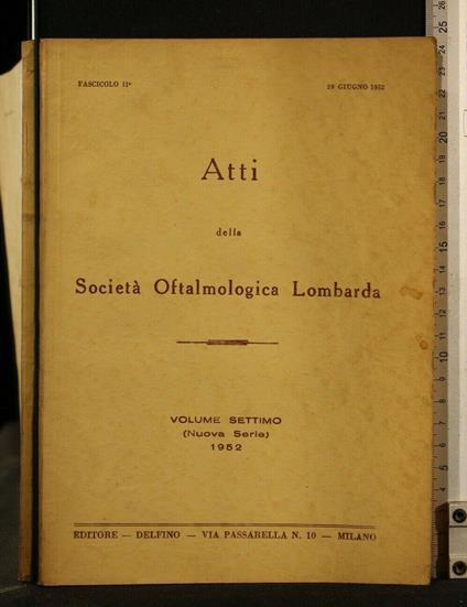 Atti Della Società Oftalmologica Lombarda Vol 7 Fasc 2 29 - copertina