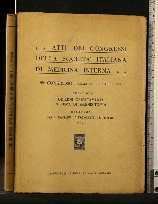 Atti Dei Congressi Della Società Italiana di Medicina Interna - copertina