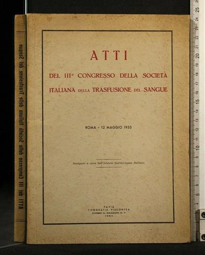 Atti Del Iii° Congresso Della Società Italiana Della - copertina
