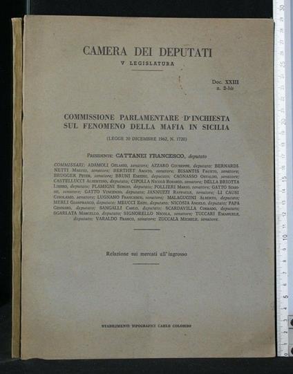 Camera Dei Deputati V Legislatura Xxiii 2-Bis Commissione - copertina