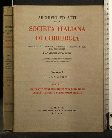 Archivio Ed Atti Della Società Italiana di Chirurgia 73° - copertina
