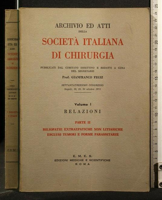 Archivio Ed Atti Della Società Italiana di Chirurgia 73° - copertina