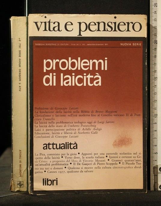 Vita e Pensiero Problemi di Laicità - copertina