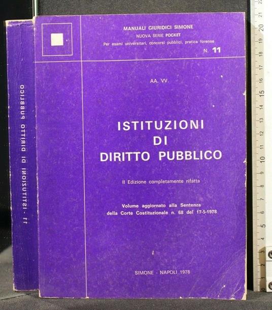 Istituzioni di Diritto Pubblico Aggiornato Al 1978 - copertina