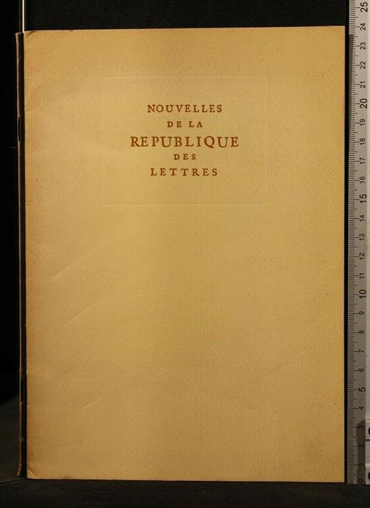 Nouvelles De La Republique Des Lettres - copertina