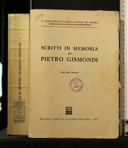 Scritti in Memoria di Pietro Vol 1 - copertina