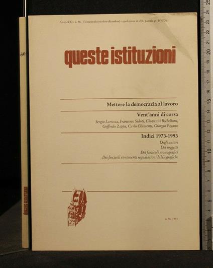 Queste Istituzioni N 96 - copertina