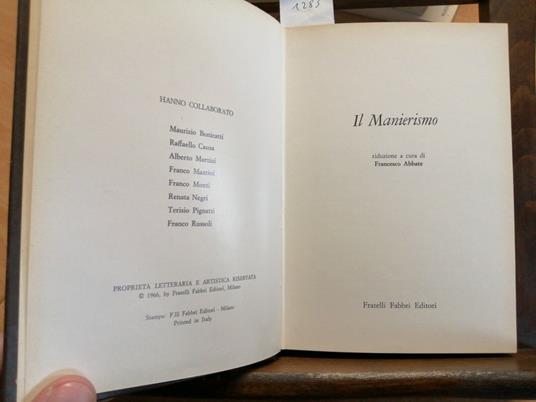 Elite Storia Universale Dell'Arte 21 Il Manierismo 1966 Fabbri - Francesco Abbate - copertina