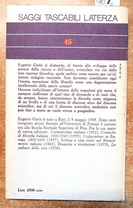 Filosofia E Scienze Nel Novecento - Eugenio Garin - 1978 - 1Ed. Laterza - Eugenio Garin - copertina