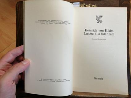 Heinrich Von Kleist - Lettere Alla Fidanzata - Guanda 1978 Della Fenice - Heinrich von Kleist - copertina