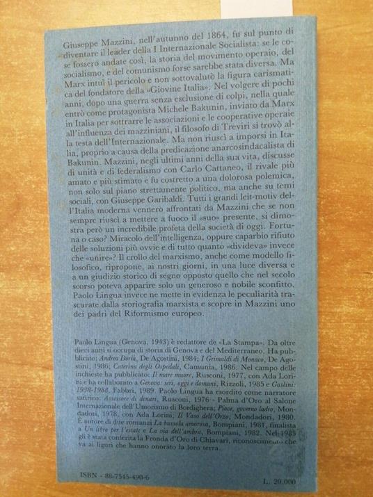 Mazzini Il Riformista - Paolo Lingua - 1Ed. - Ecig - 1992 - Risorgimento - Paolo Lingua - copertina