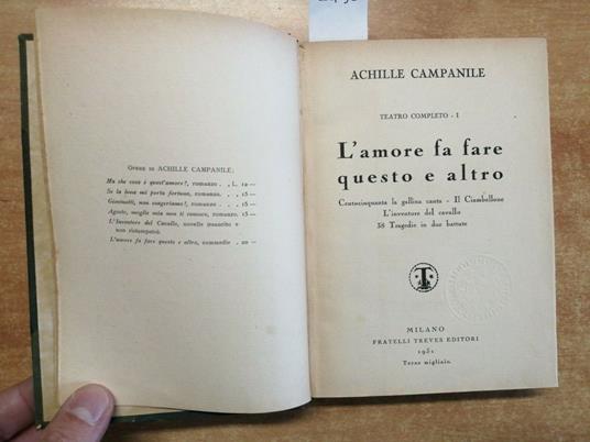 Achille Campanile - L'Amore Fa Fare Questo E Altro - Treves 1931 Rilegato - Achille Campanile - copertina