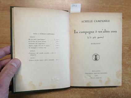 Achille Campanile - In Campagna è Un'Altra Cosa - Treves 1931 Rilegato - Achille Campanile - copertina