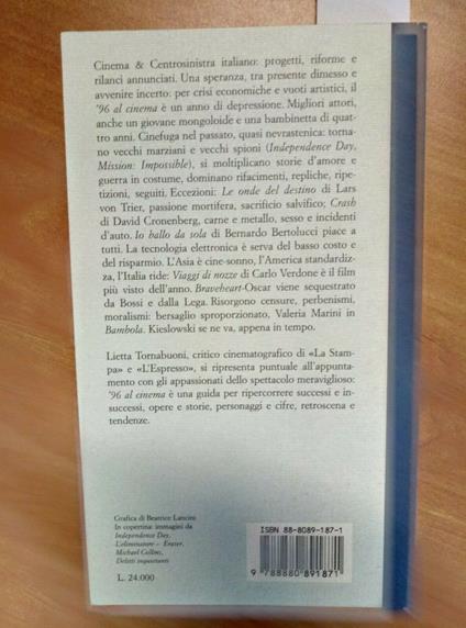 96 Al Cinema - Tornabuoni 1996 Baldini Bertolucci/Braveheart/Verdone/Oscar 121 - Lietta Tornabuoni - copertina