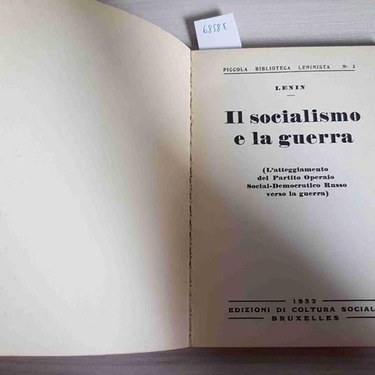 Il Socialismo E La Guerra - Lenin - copertina