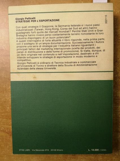 Giorgio Pellicelli - Strategie Per L'Esportazione - Marketing - 1980 Etas - Giorgio Pellicelli - copertina