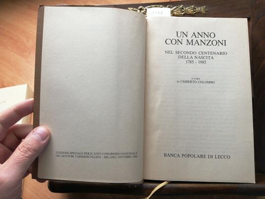 Un Anno Con Manzoni: 365 Brani - Colombo Umberto 1984 Popolare Di Lecco - Umberto Colombo - copertina