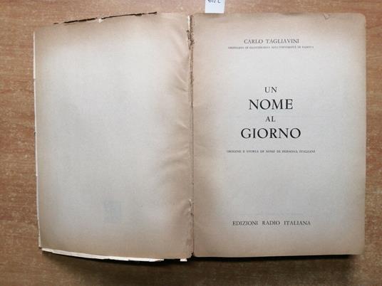 Un Nome Al Giorno Origine E Significato Tagliavini 1955 Radio Italiana - Carlo Tagliavini - copertina