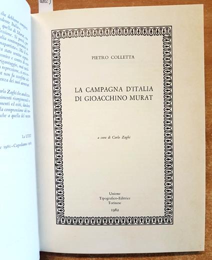 Pietro Colletta La Campagna Ditalia Di Gioacchino Murat Utet Strenna 1982(4 - copertina