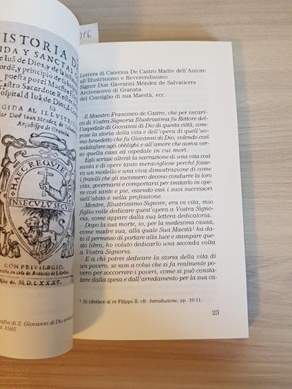 Storia Della Vita E Sante Opere Di Giovanni Di Dio 1989 De Castro Illustrato6396 - copertina