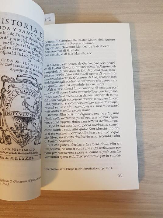Storia Della Vita E Sante Opere Di Giovanni Di Dio 1989 De Castro Illustrato6396 - copertina
