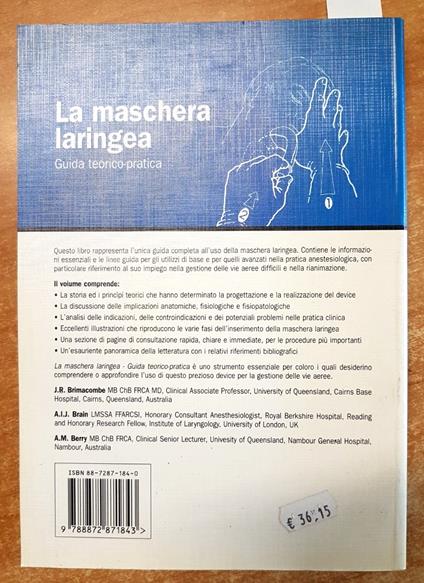 La Maschera Laringea Guida Teorico-Pratica - Brimacombe Brain Berry Delfino - copertina