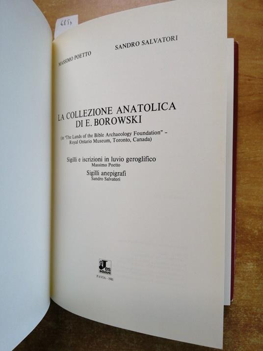 La Collezione Anatolica Di E. Borowski 1981Sigilli Iscrizioni Anatolia Pavia6857 - copertina