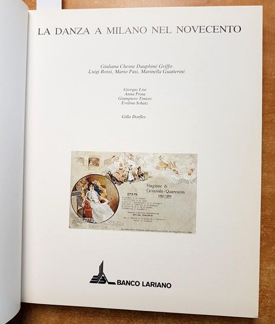 La Danza A Milano Nel Novecento - Banco Lariano 1986 Gillo Dorfles Teatro(6 - copertina