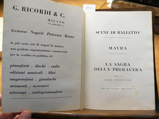 Teatro Alla Scala: Scene Di Balletto, Mavra, La Sagra Della Primavera 1954( - copertina