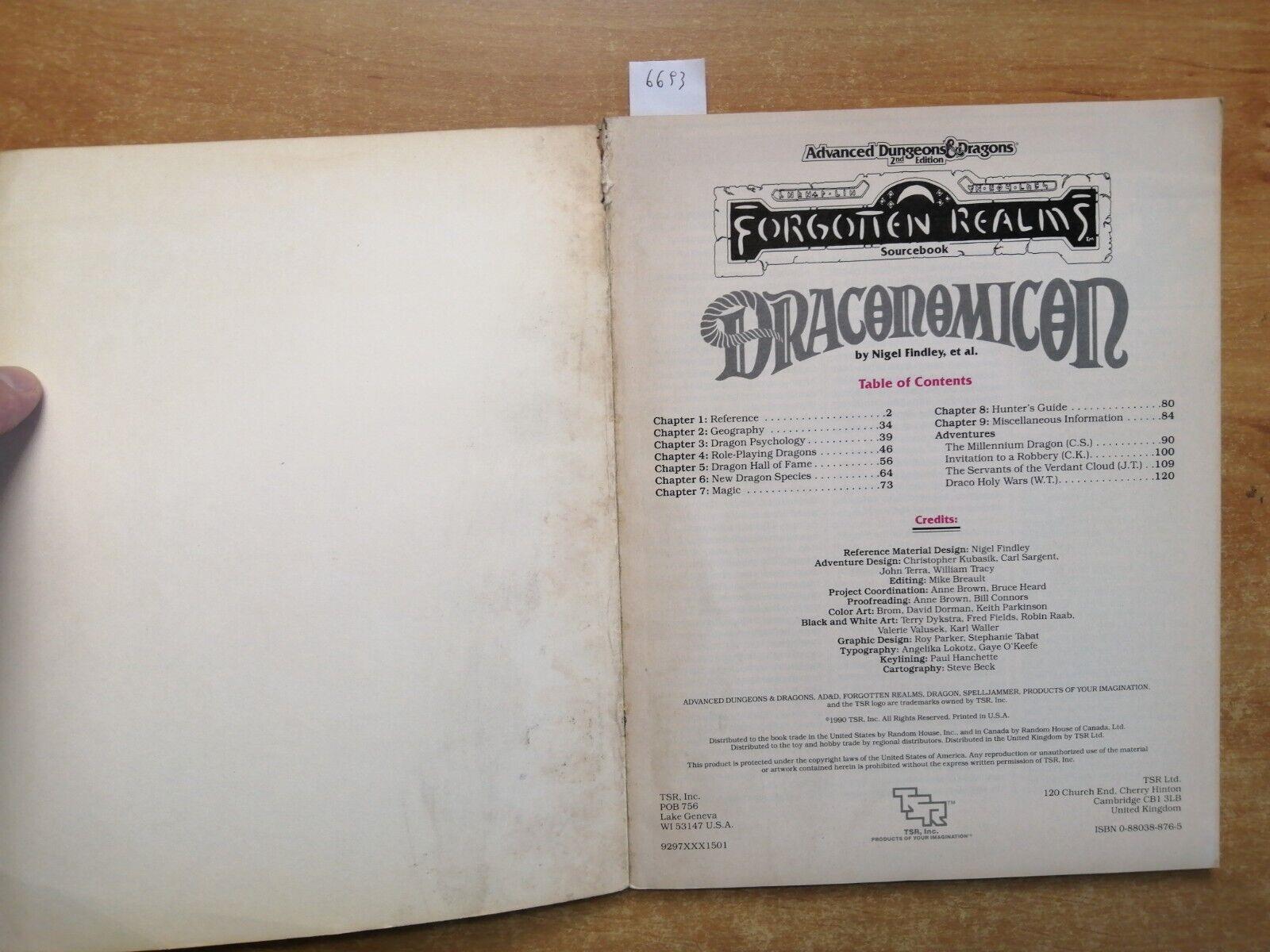 Draconomicon Forgotten Realms 2Nd 1990 Advanced Dungeons & Dragons Findley