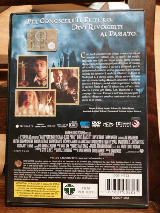 Harry Potter E Il Principe Mezzosangue - Dvd + Pubblicità - Warner Bros - copertina
