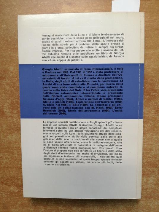 Esplorazione Dell'Universo Il Futuro Dell'Astronomia 1965 Abetti Edindustria28 - Giorgio Abetti - copertina