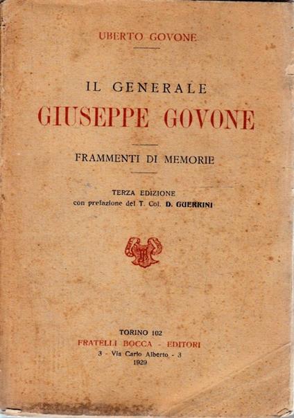Il generale Giuseppe Govone. Frammenti di memorie - copertina
