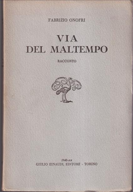 Via del maltempo Racconto - Fabrizio Onofri - copertina