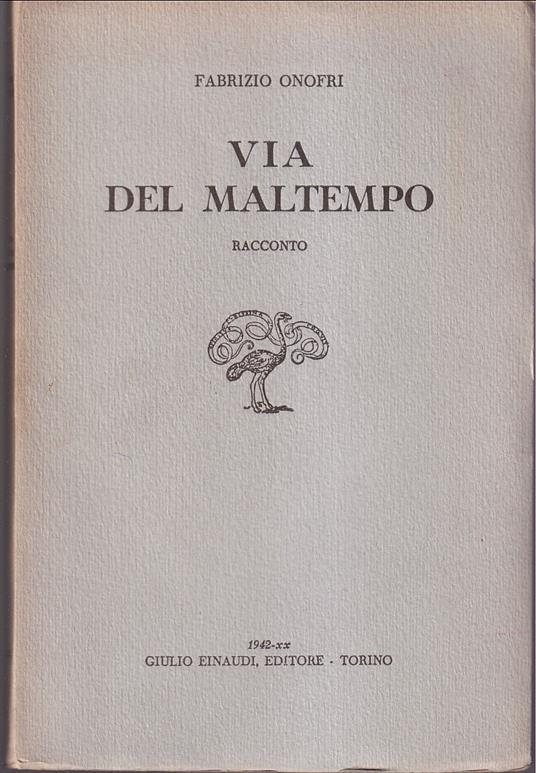 Via del maltempo Racconto - Fabrizio Onofri - copertina