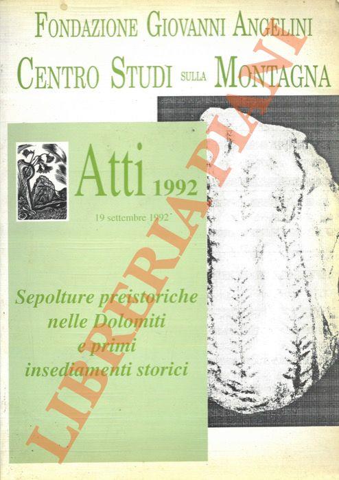 Sepolture preistoriche nelle Dolomiti e primi insediamenti storici - copertina