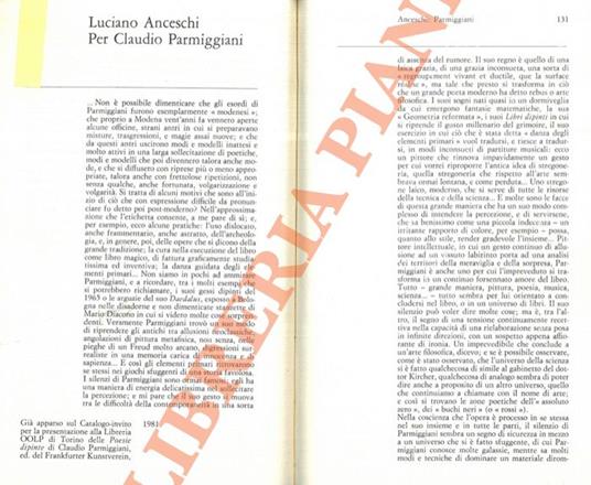 Per Claudio Parmeggiani. Le cere di D'aGostino - Luciano Anceschi - copertina