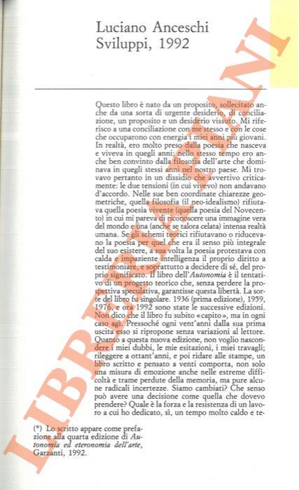 Sviluppi, 1992 - Luciano Anceschi - copertina