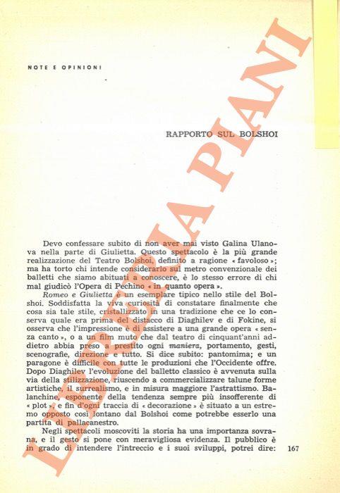 Rapporto sul Bolshoi - Alberto Arbasino - copertina