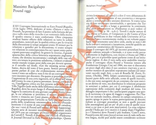 Pound oggi - Massimo Bacigalupo - copertina