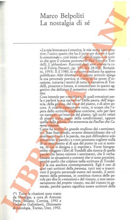 nostalgia di sé - Marco Belpoliti - copertina