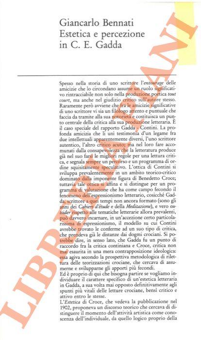 Estetica e percezione in C.E. Gadda - Giancarlo Benatti - copertina