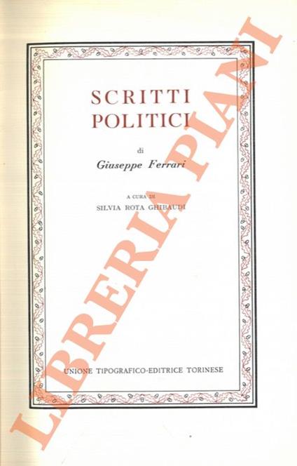 Scritti politici - Giuseppe Ferrari - copertina