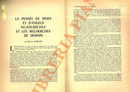 pensée de Marx et d'Engels aujourd'hui et les recherches de demain - Maurice Godelier - copertina