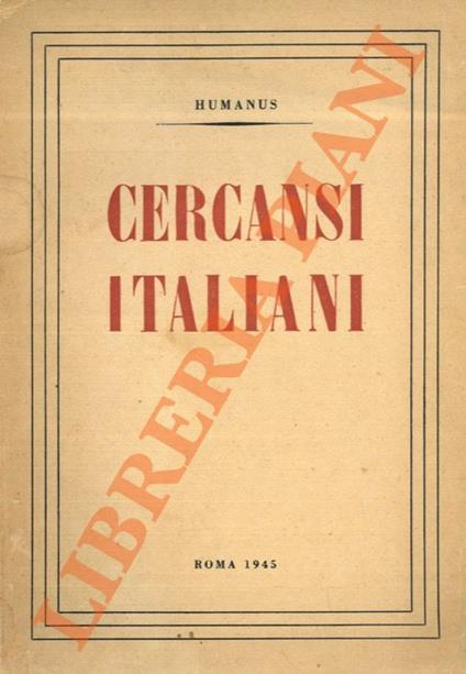Cercansi italiani. - Humanus - copertina
