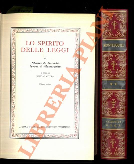 Lo spirito delle leggi - Charles L. De Montesquieu - copertina