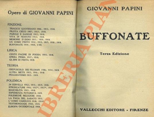 Buffonate - Giovanni Papini - copertina