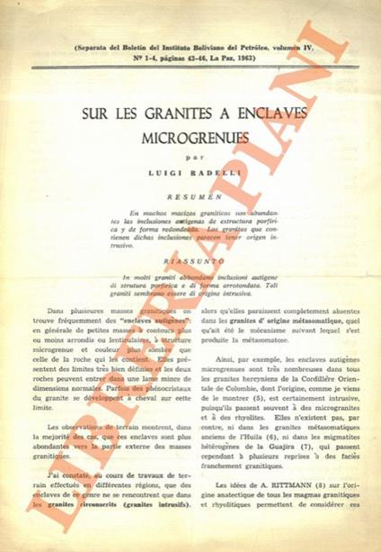 Sur les granites à enclaves microgrenues - Luigi Ravelli - copertina