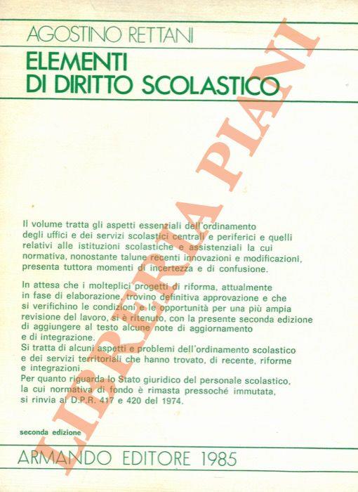 Elementi di diritto scolastico - Agostino Rettani - copertina